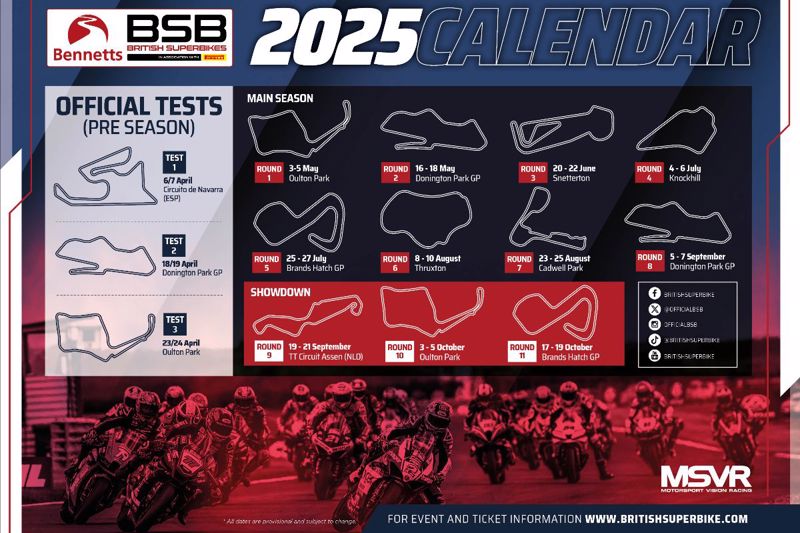 2025 Bennetts British Superbike Championship provisional calendar announced